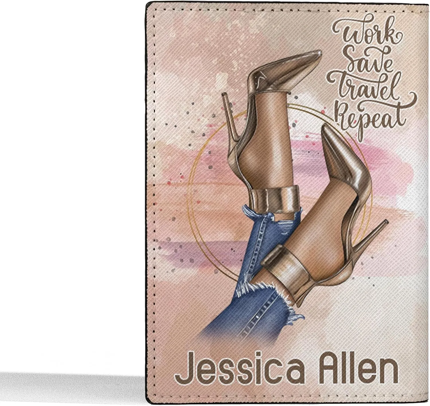 Personalized Name Travel Girl Work Hard Travel HardLeather Passport Wallet Fun Unique Gift for Traveler Custom Travel Accessory Passport Holder Gift for Girl Traveling Lover 28