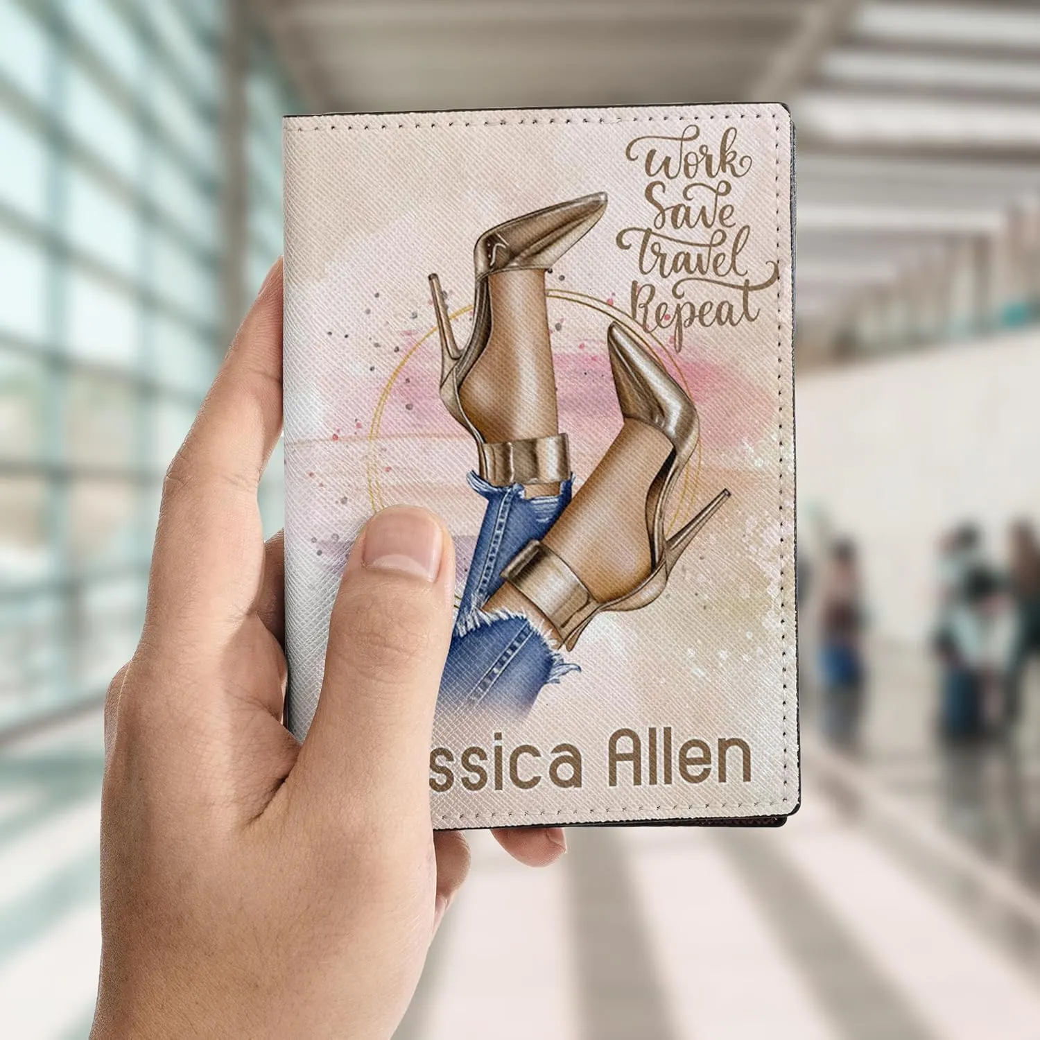 Personalized Name Travel Girl Work Hard Travel HardLeather Passport Wallet Fun Unique Gift for Traveler Custom Travel Accessory Passport Holder Gift for Girl Traveling Lover 28