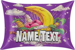 Personalized Satin Pillowcase for Hair and Skin Banana Moon Silk Pillowcase Queen Size Silk Pillow Cases with Zipper Cooling Satin Pillow Case 20"x30" Silky Pillow Cover with Name/Text
