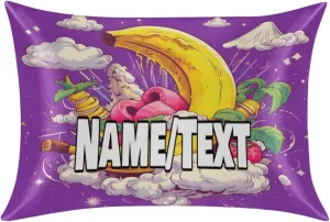 Personalized Silk Pillowcase Standard Size Customized Satin Pillowcase for Hair and Skin Banana Moon Silk Pillow Cases with Zipper Cooling Pillowcase 20”x26” Silky Pillow Cover with Name/Text