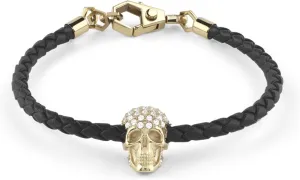 Philipp Plein Mens Gold Plein Enigma Crystal Calf Leather Bracelet