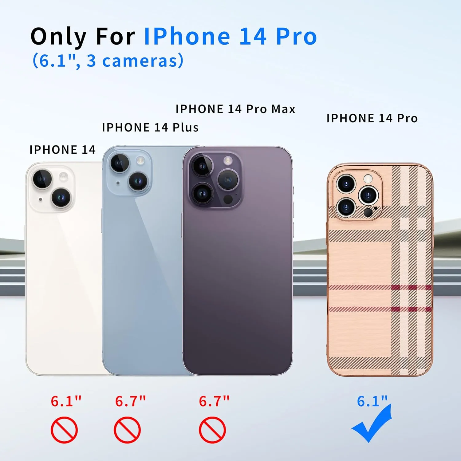 Phone Case for Apple iPhone 14 Pro, Fashion Leather Phone Case, Soft TPU Drop Protection Shockproof Protective Phone Holder Women (iPhone 14 Pro)