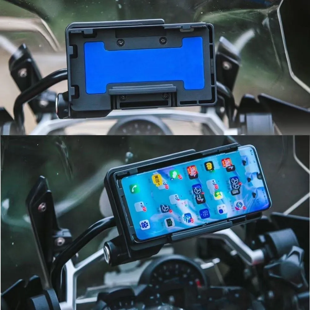 Phone Holder Navigation Bracket Motorcycle For S1000XR For R1200GS For R1250GS R For 1250 GS For ADV For Adventure Motorcycle Wireless Charging GPS Phone Navigation Bracket Holder(WIRELESS BLUE)