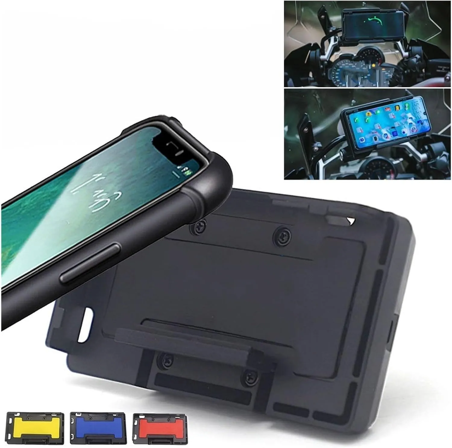 Phone Holder Navigation Bracket Motorcycle For S1000XR For R1200GS For R1250GS R For 1250 GS For ADV For Adventure Motorcycle Wireless Charging GPS Phone Navigation Bracket Holder(WIRELESS BLUE)