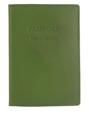 Pierre Cardin Leather Passport Wallet Cover in Leaf