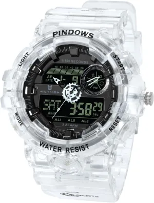 PINDOWS Watch for Men, 50M Waterproof Analog Digital Watches Watch Outdoor Sports Electronic Watch Date Multi-Function LED Alarm Stopwatch.