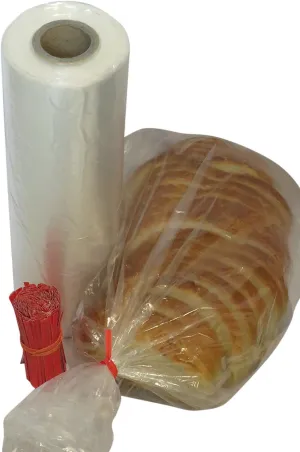 Plastic bread and Grocery Clear Bag on Roll 12x20 1 Roll/cs appx. 350 bags- with Free Twist Ties
