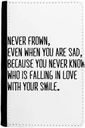 Poetry Never Frown Always Smile Passport Holder Notecase Burse Wallet Cover Card Purse