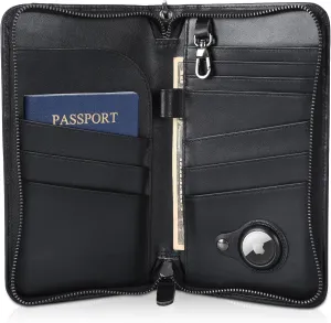 Polare Full Grain Leather Family Travel Passport Wallet and Documents Organizer RFID Blocking Case Holder Fits 6 Passports for Men and Women