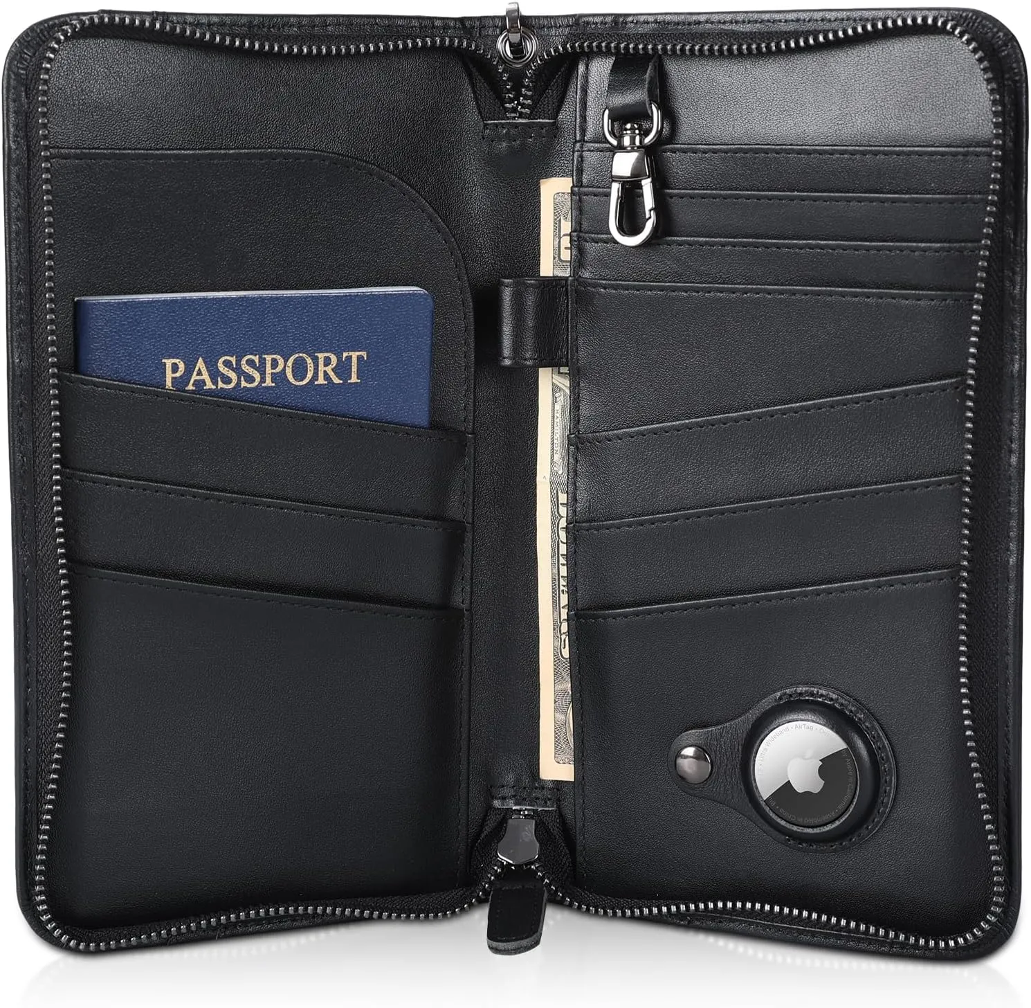 Polare Full Grain Leather Family Travel Passport Wallet and Documents Organizer RFID Blocking Case Holder Fits 6 Passports for Men and Women