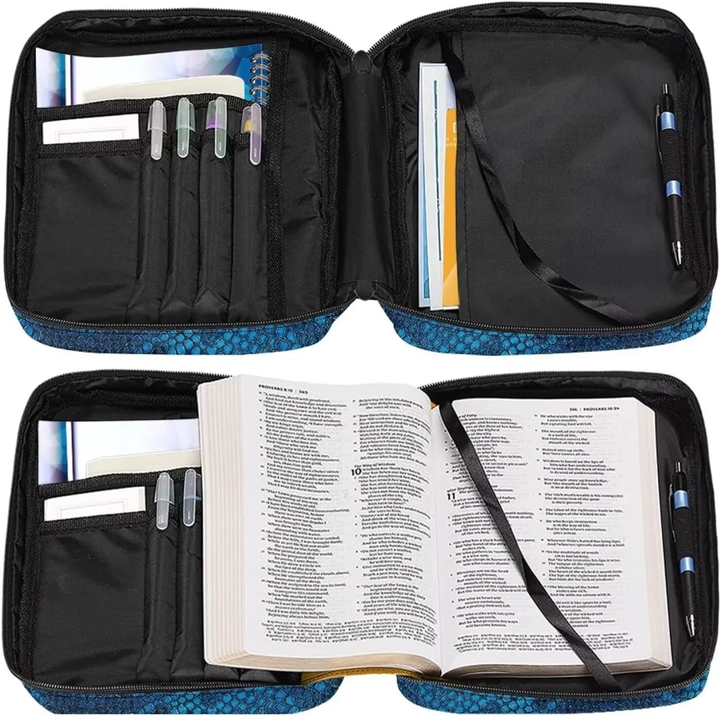 Polyester Bible Cover-Large Bible Cases for Women-Bible Bag Bible Book Cover with Shoulder Strap Zippered Pocket