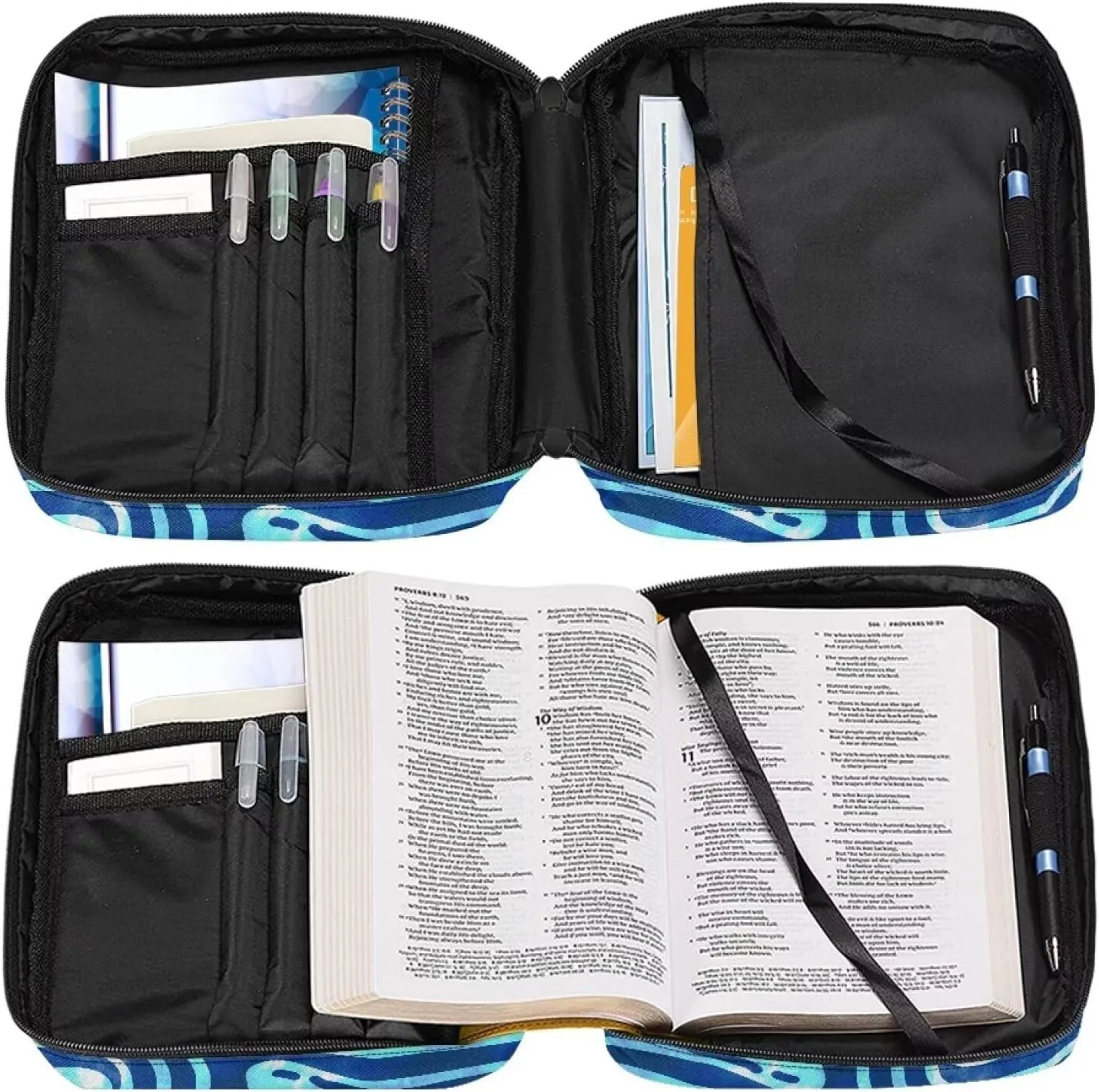 Polyester Bible Cover-Large Bible Cases for Women-Bible Bag Bible Book Cover with Shoulder Strap Zippered Pocket