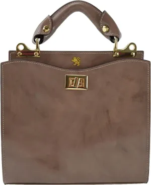 Pratesi Leather Bag for Women Anna Maria Luisa de' Medici Medium in cow leather - Radica Grey Made in Italy