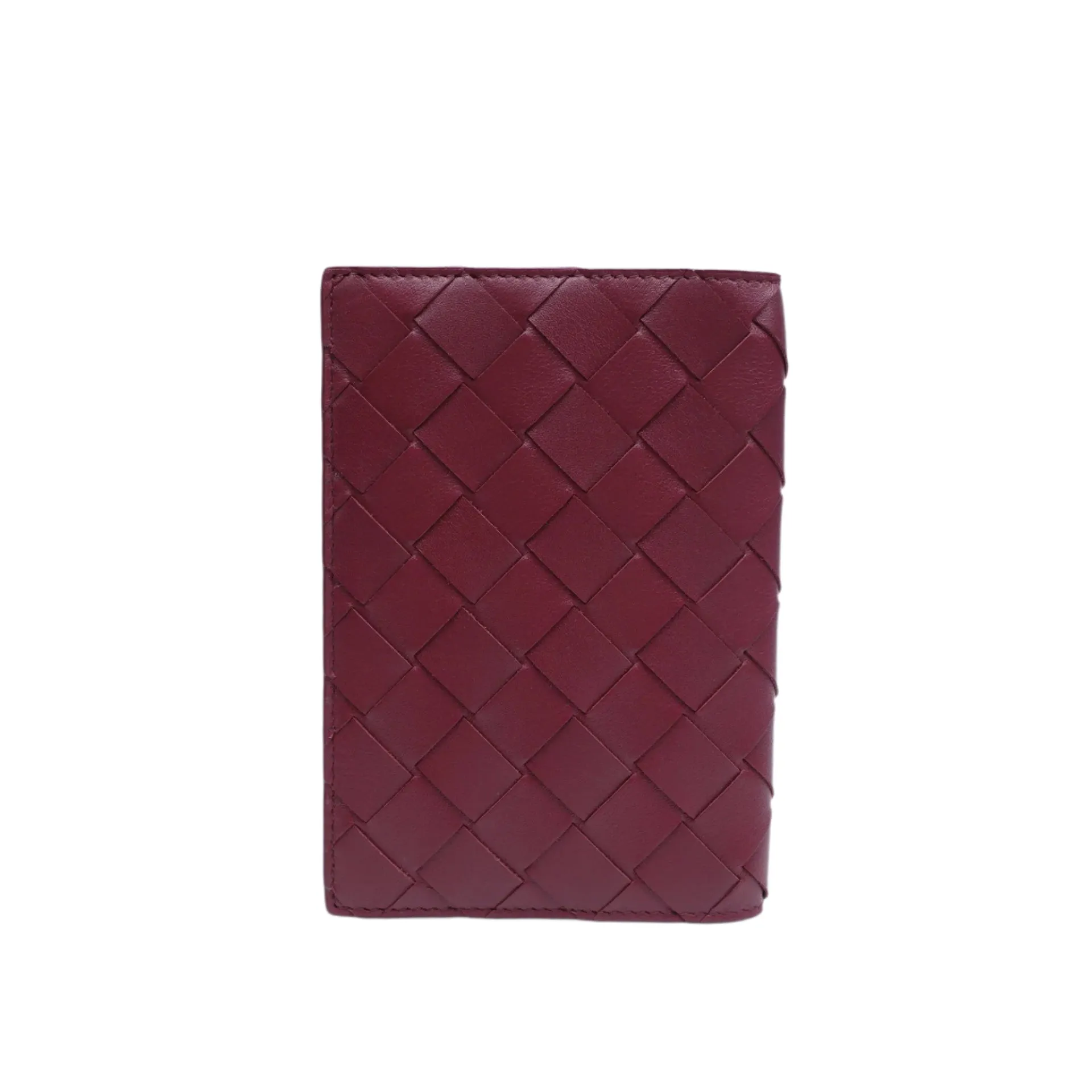 PRE-OWNED Burgundy Intrecciato Passport Holder