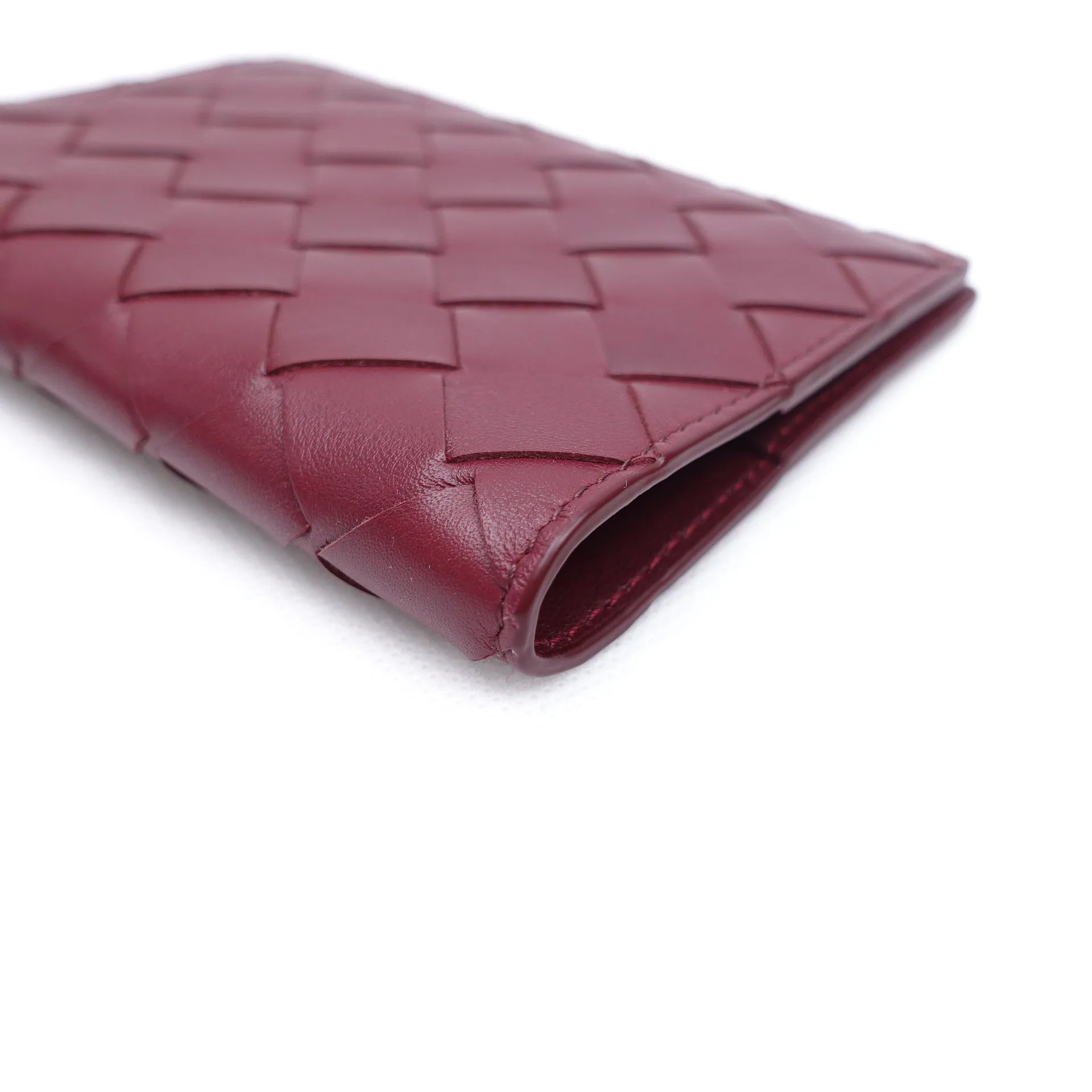 PRE-OWNED Burgundy Intrecciato Passport Holder