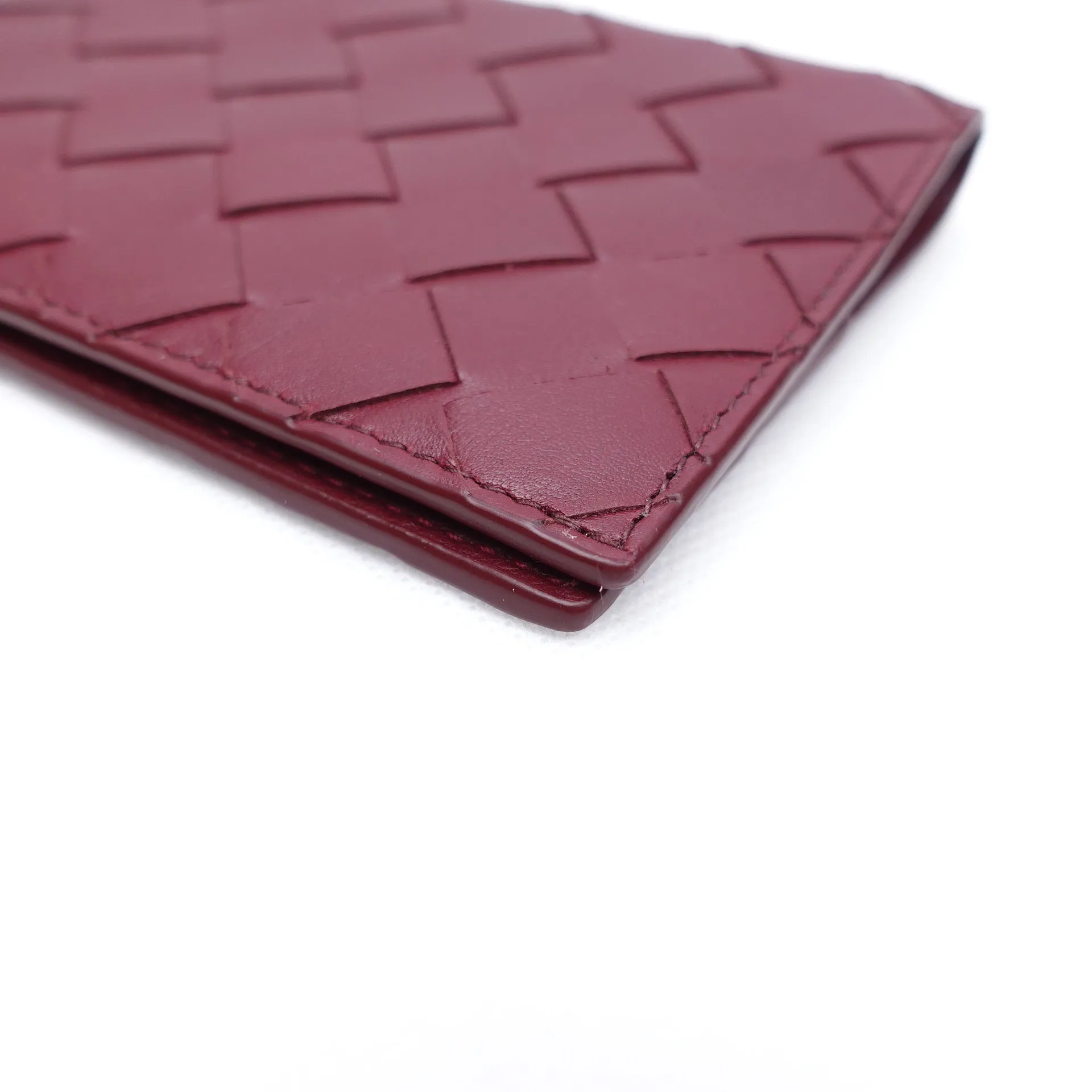 PRE-OWNED Burgundy Intrecciato Passport Holder