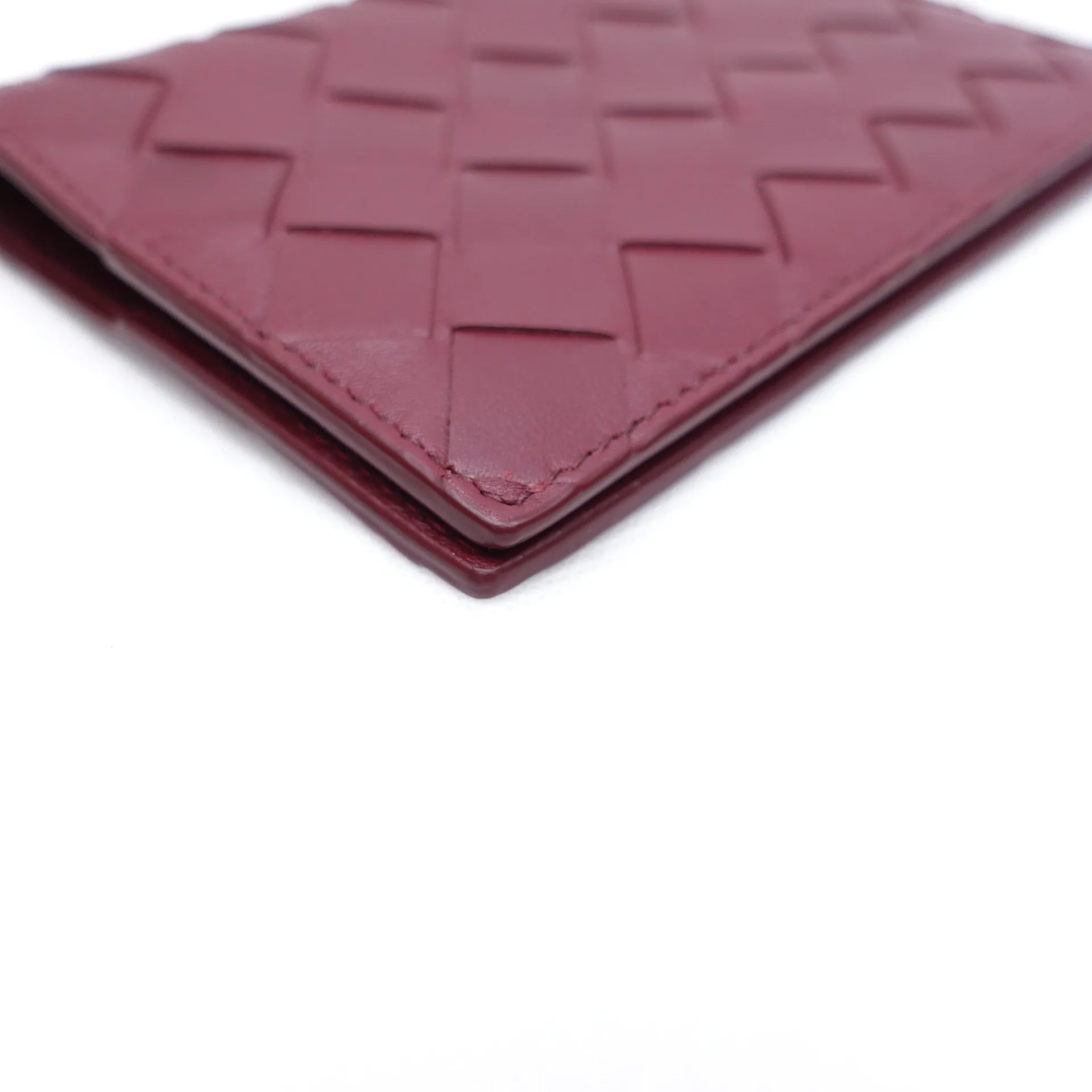 PRE-OWNED Burgundy Intrecciato Passport Holder