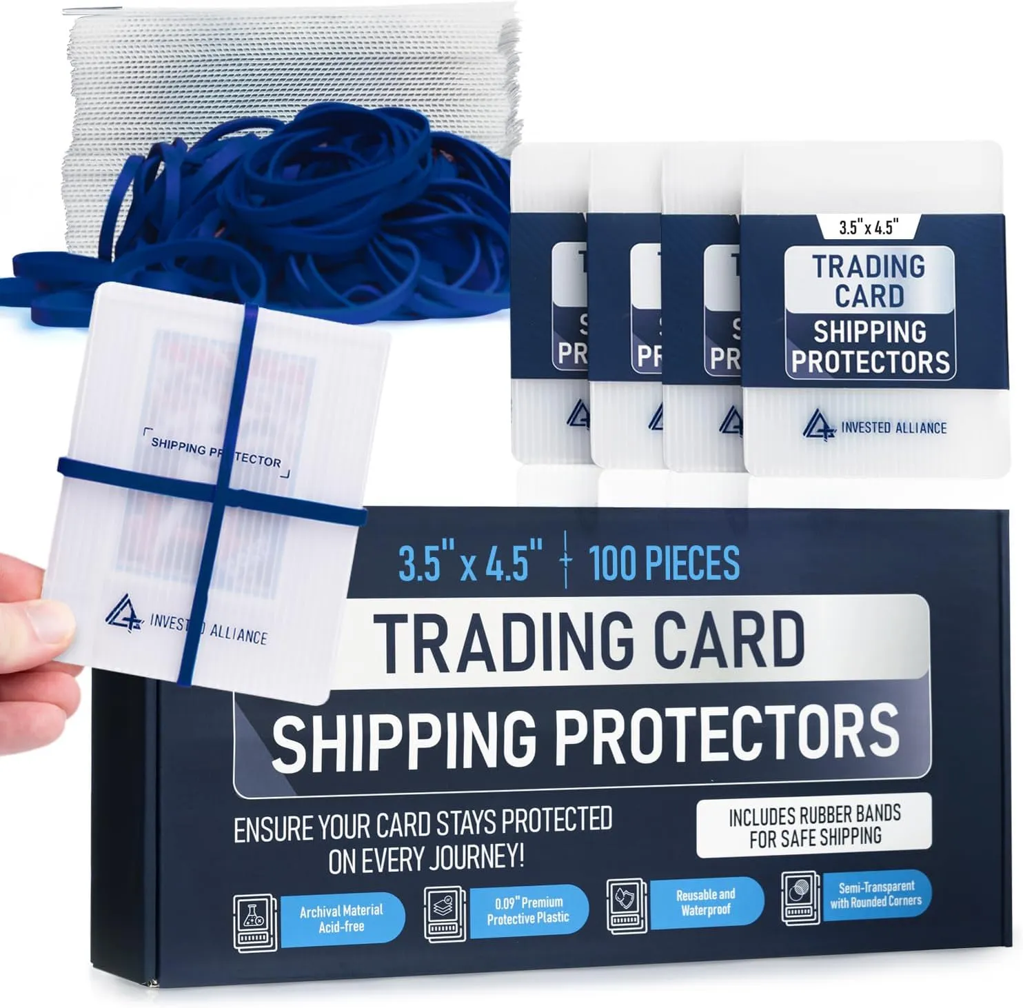 Premium Bundle Trading Card Shipping Protector with Rubber Bands | Graded Cards Protectors, Sports Trading Card Shipping Supplies Packaging, TCG Baseball Cards Shippings Shield.
