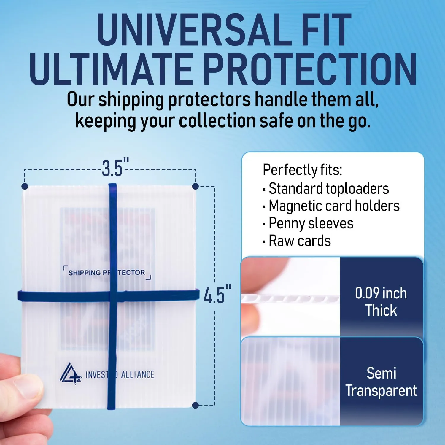 Premium Bundle Trading Card Shipping Protector with Rubber Bands | Graded Cards Protectors, Sports Trading Card Shipping Supplies Packaging, TCG Baseball Cards Shippings Shield.