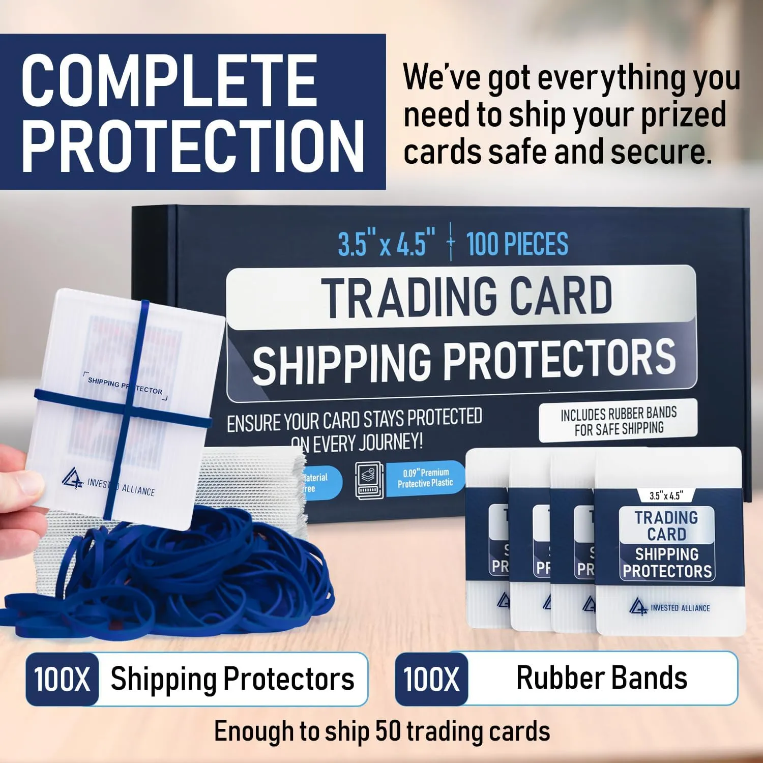 Premium Bundle Trading Card Shipping Protector with Rubber Bands | Graded Cards Protectors, Sports Trading Card Shipping Supplies Packaging, TCG Baseball Cards Shippings Shield.