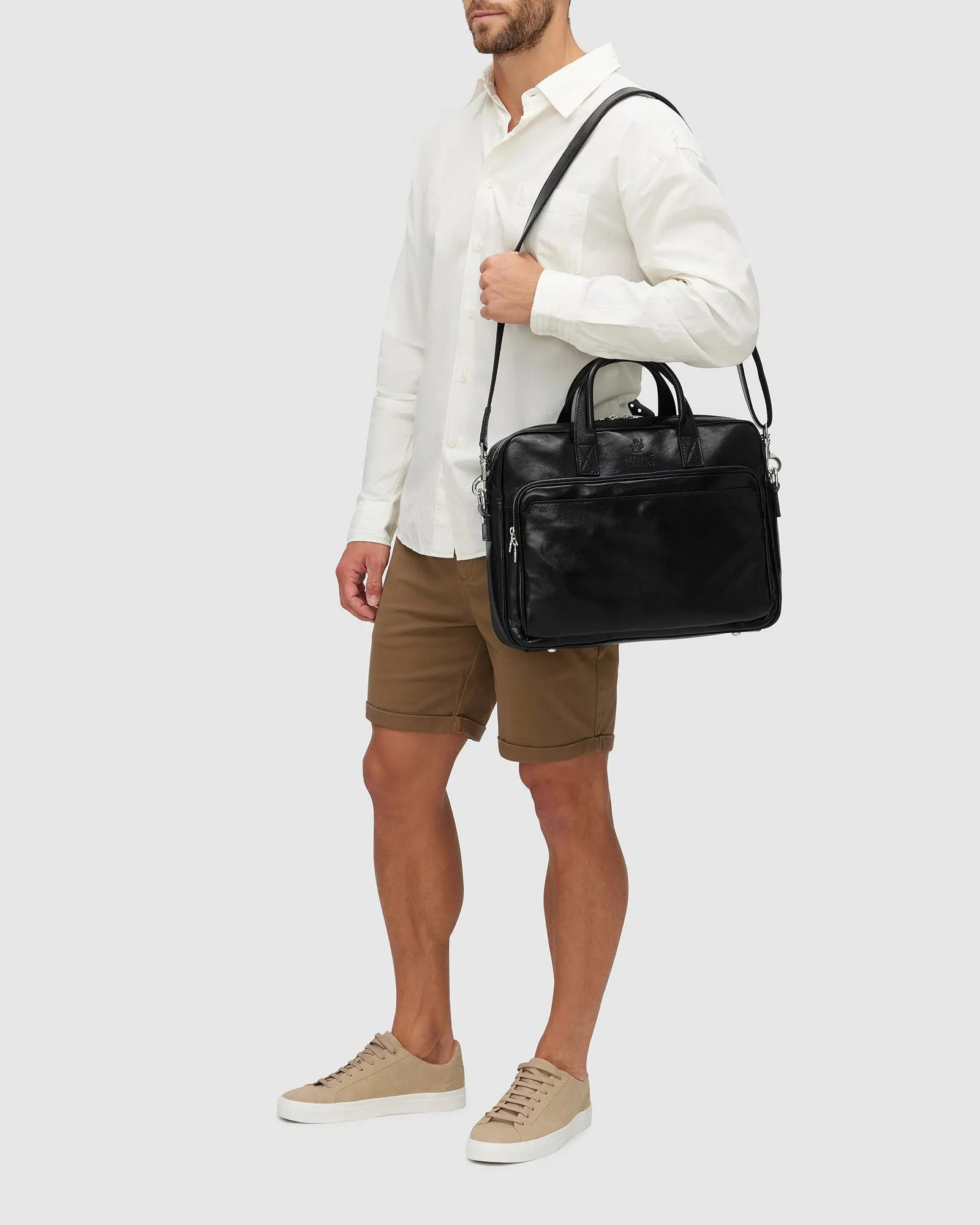 Pretoria Black - Leather Laptop Briefcase