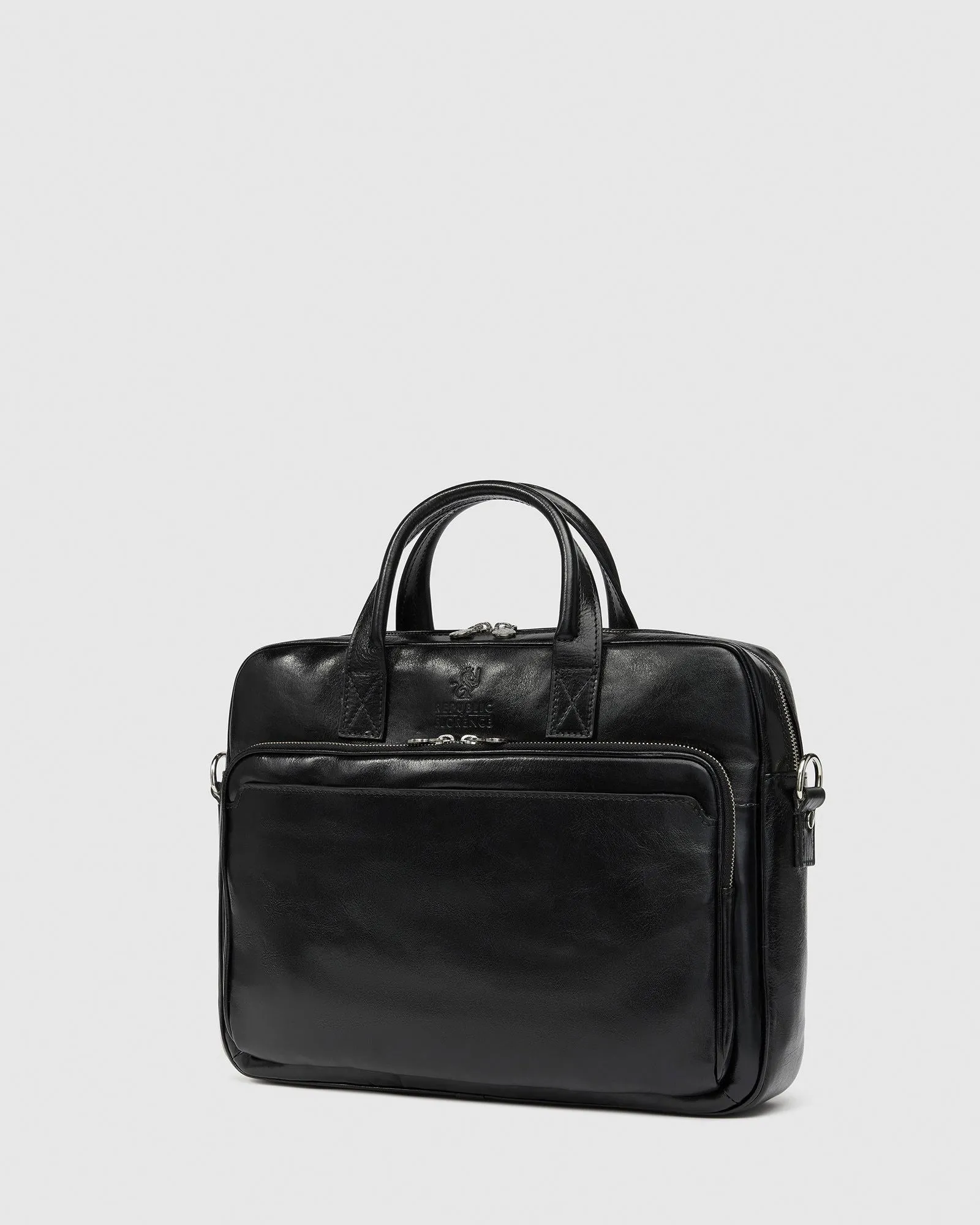 Pretoria Black - Leather Laptop Briefcase