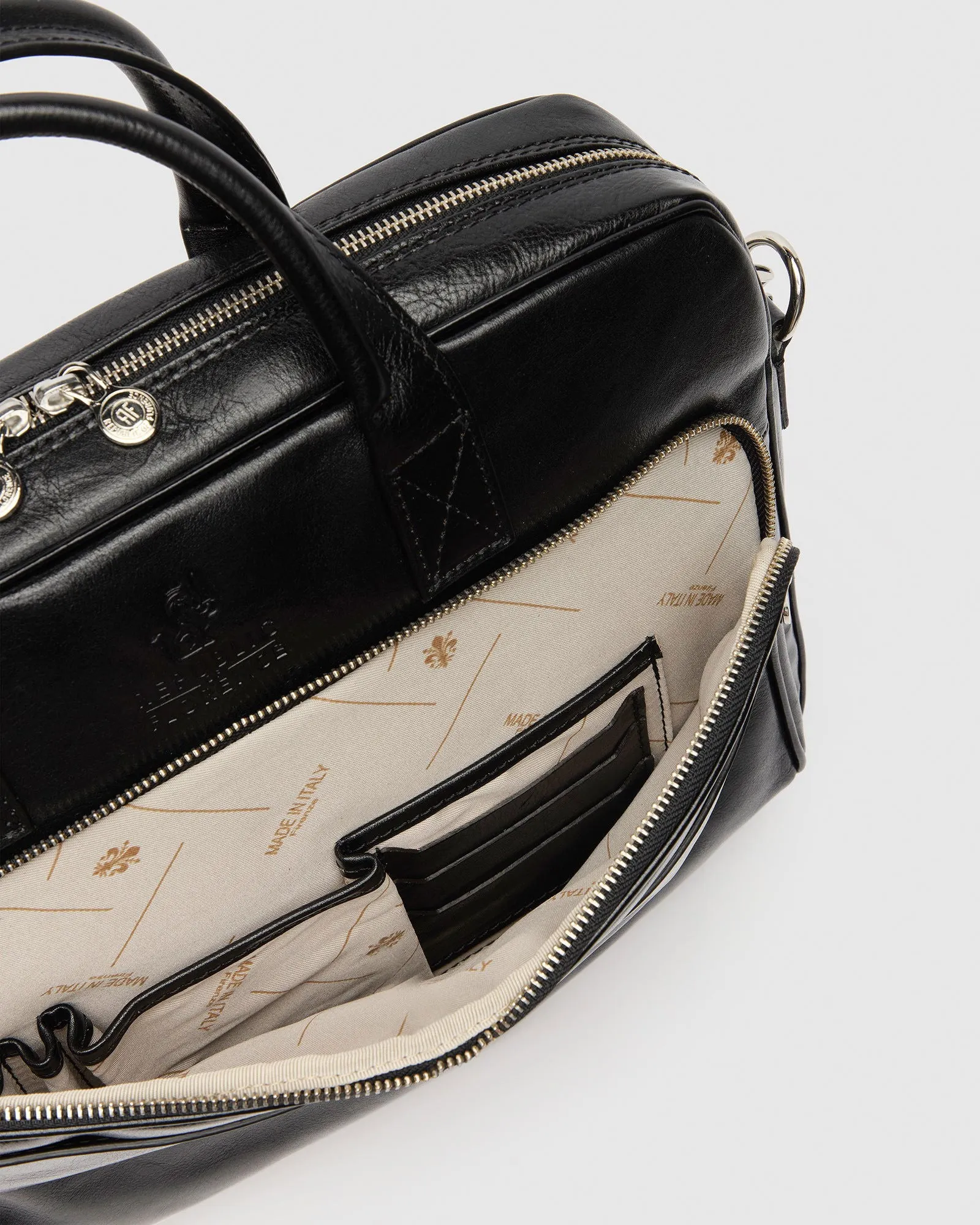 Pretoria Black - Leather Laptop Briefcase