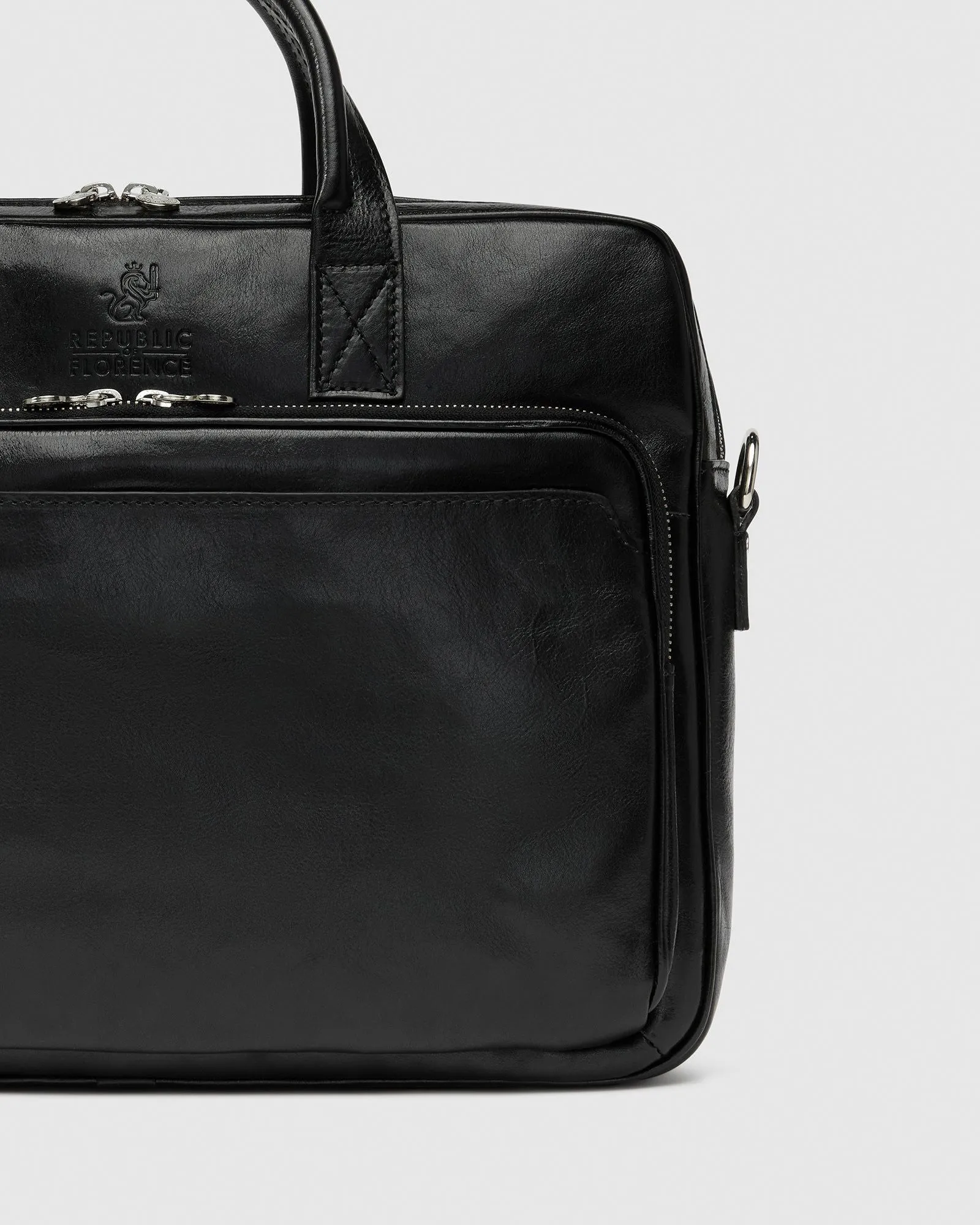 Pretoria Black - Leather Laptop Briefcase
