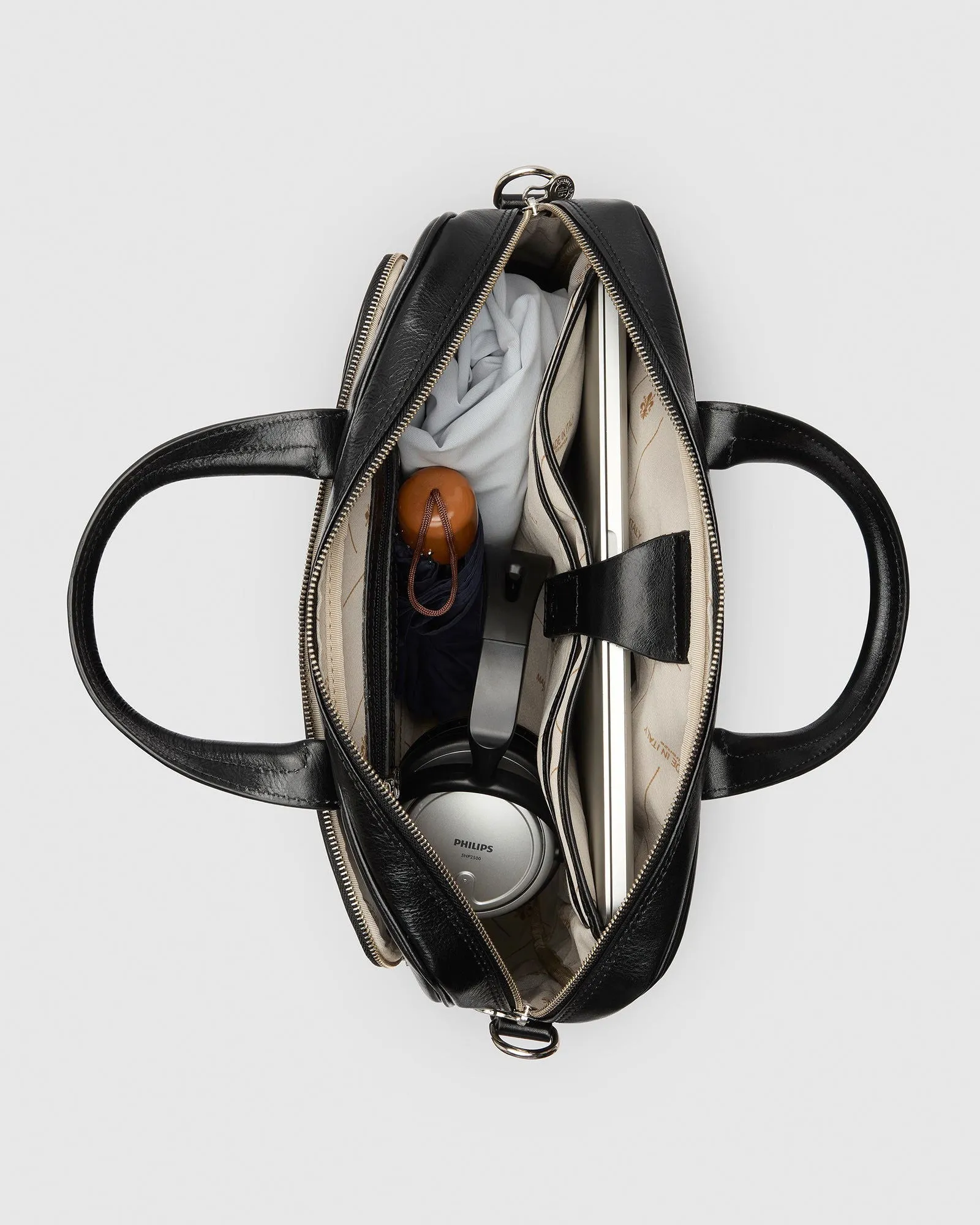 Pretoria Black - Leather Laptop Briefcase