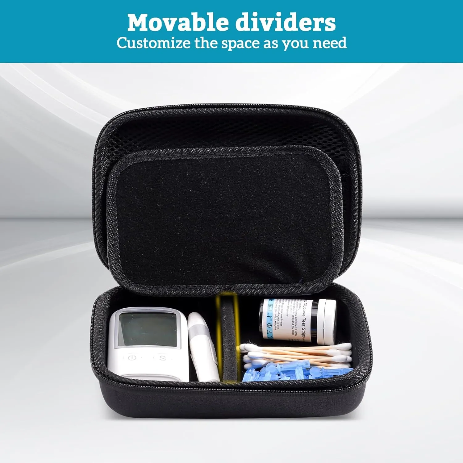 ProCase Diabetic Supplies Hard Travel Case, Diabetes Storage Bag for Glucose Meter, Insulin Pen, Blood Sugar Test Strips, Syringe, Needles and More Kits, Diabetic Care Kits Organizer Holder -Black