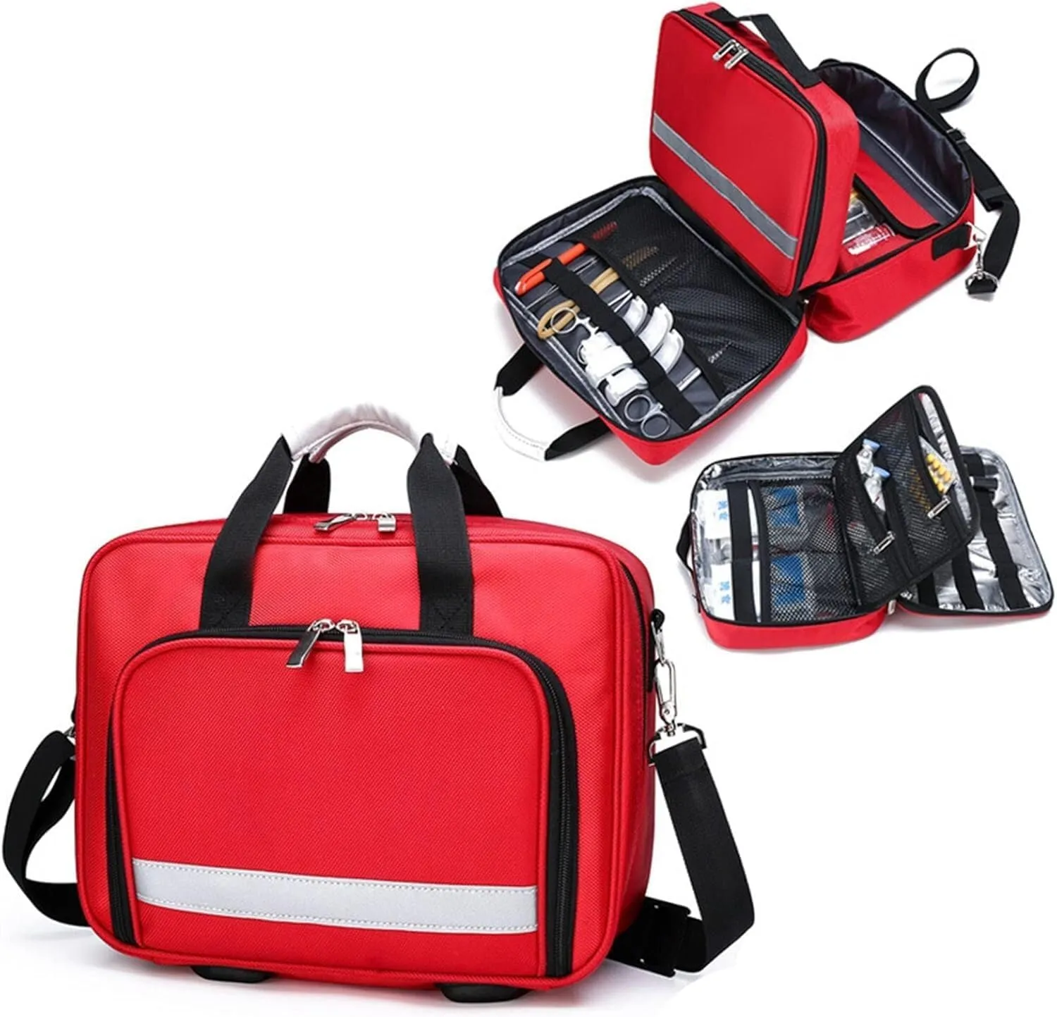 Professional Empty First Responder Bag Emergency Shoulder Bag Empty, Trauma First Aid Kits Storage Bag (Bag Only)(Red)