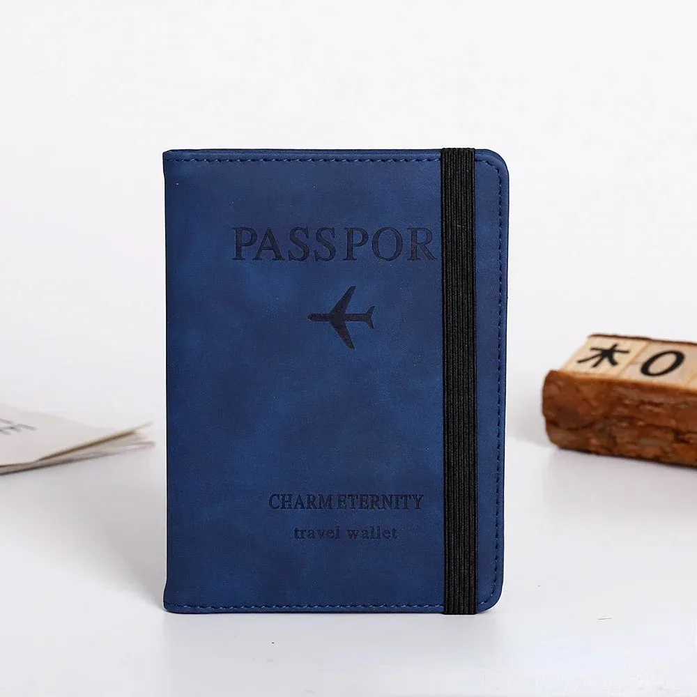 PU Leather Strap Passport Bag - RFID Passport Holder and Travel Wallet