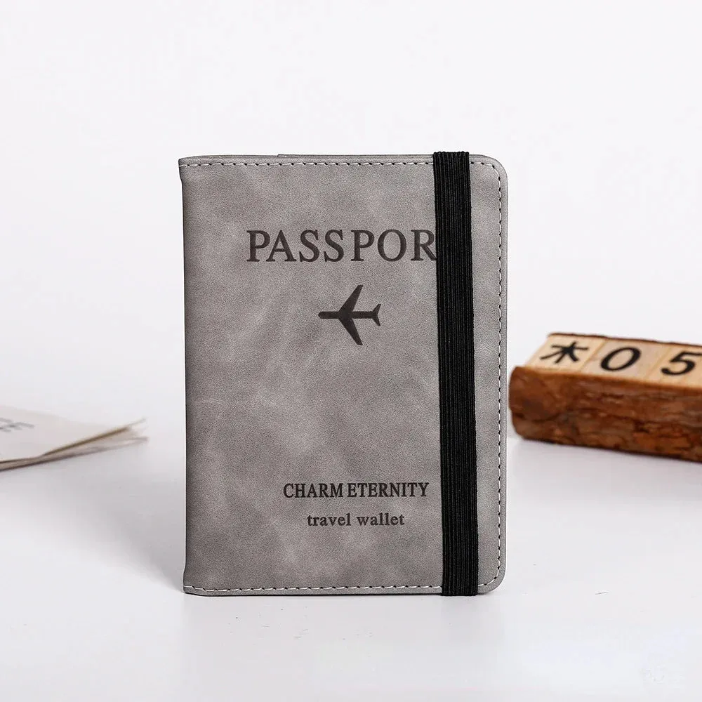 PU Leather Strap Passport Bag - RFID Passport Holder and Travel Wallet