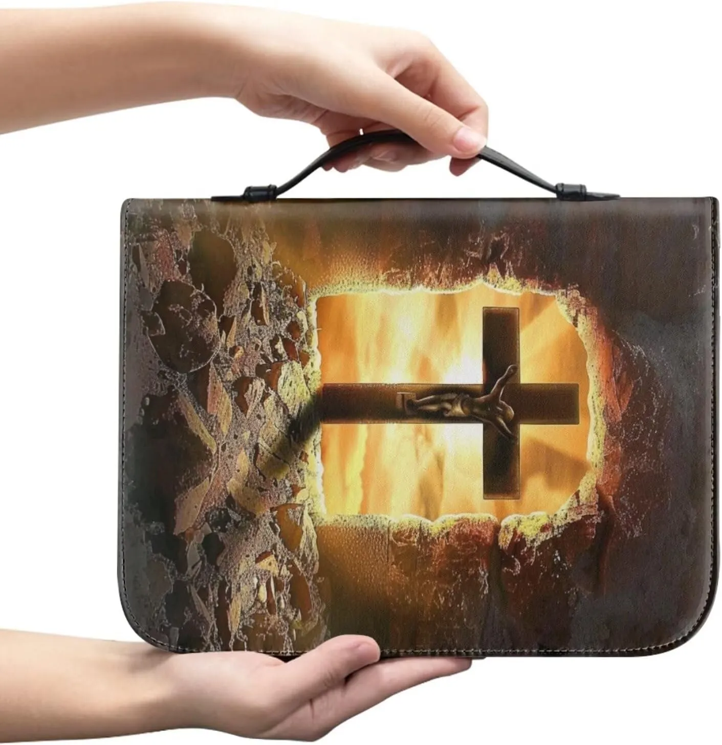PU Print Bible Case foe Men, Bible Bag,Bible Holder, Bible Bags, Study Bible Cases, Bible Covers for Women, Covers for Bible, Bible Cover Case, Cross,2XL