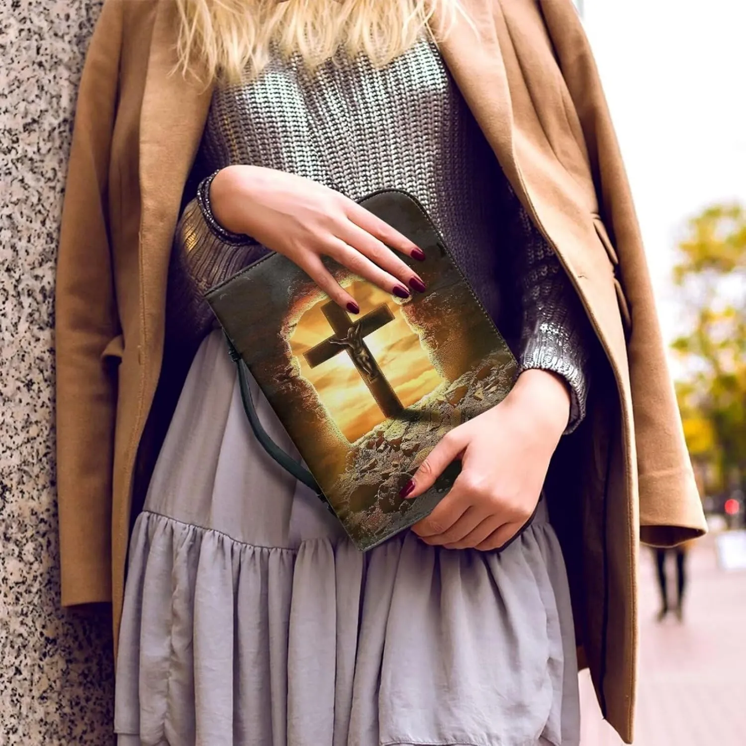 PU Print Bible Case foe Men, Bible Bag,Bible Holder, Bible Bags, Study Bible Cases, Bible Covers for Women, Covers for Bible, Bible Cover Case, Cross,2XL