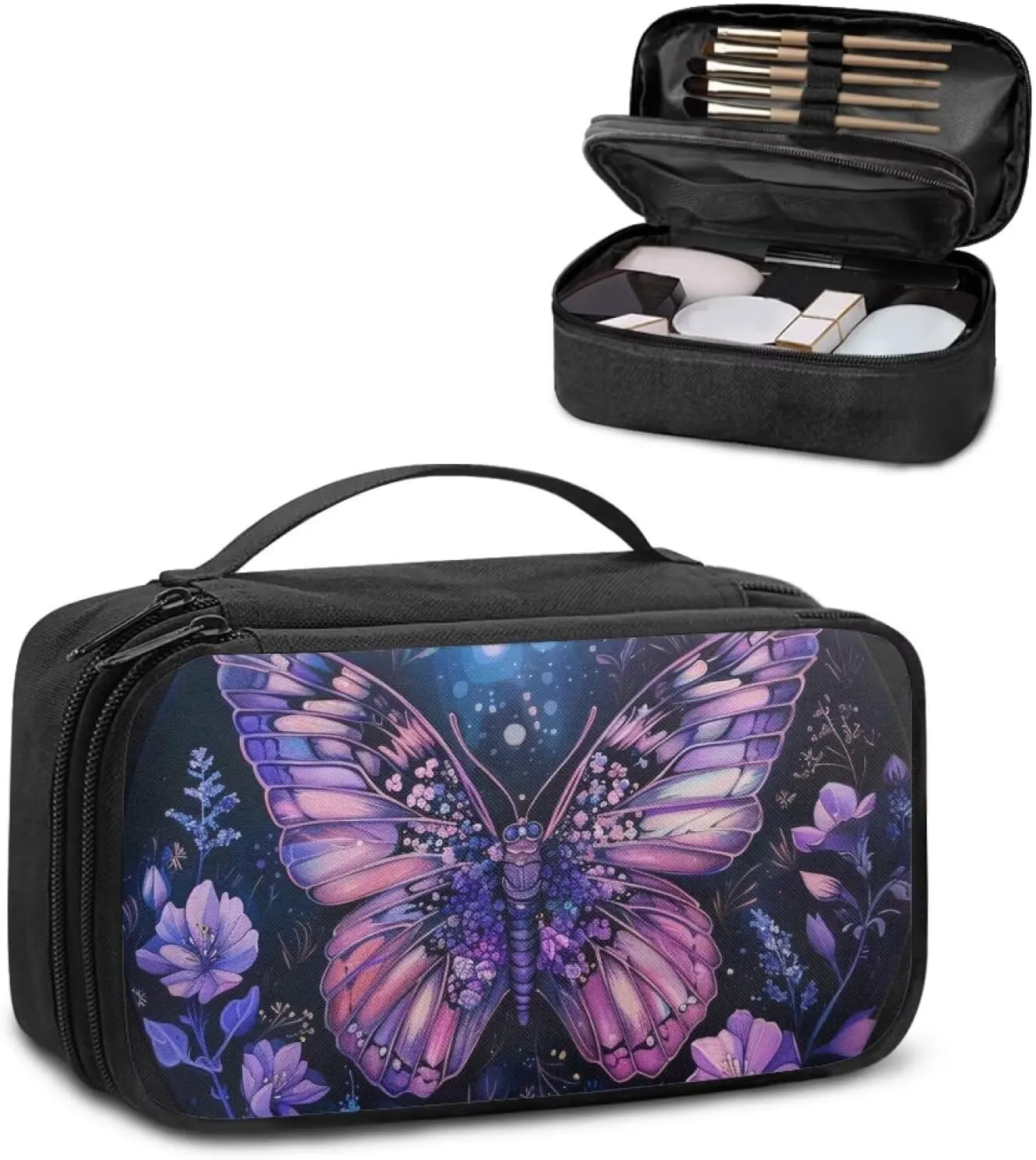 Purple Butterfly Makeup Bag Womens Toiletry Bags for Traveling Makeup Bag Womens Makeup Bags Lightweight Makeup Artist Organizer Bag Comfort,Softness,Water-Resistant