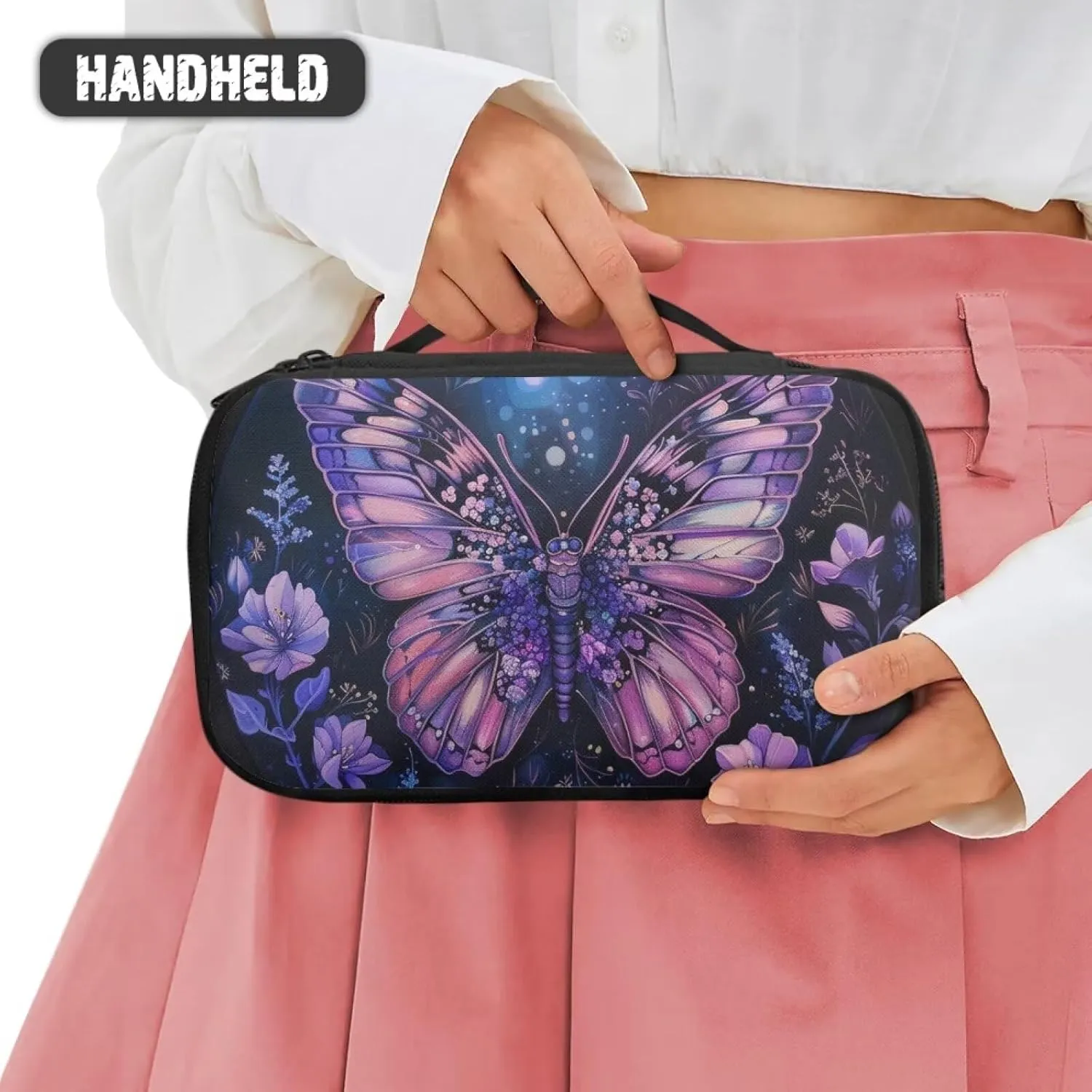 Purple Butterfly Makeup Bag Womens Toiletry Bags for Traveling Makeup Bag Womens Makeup Bags Lightweight Makeup Artist Organizer Bag Comfort,Softness,Water-Resistant