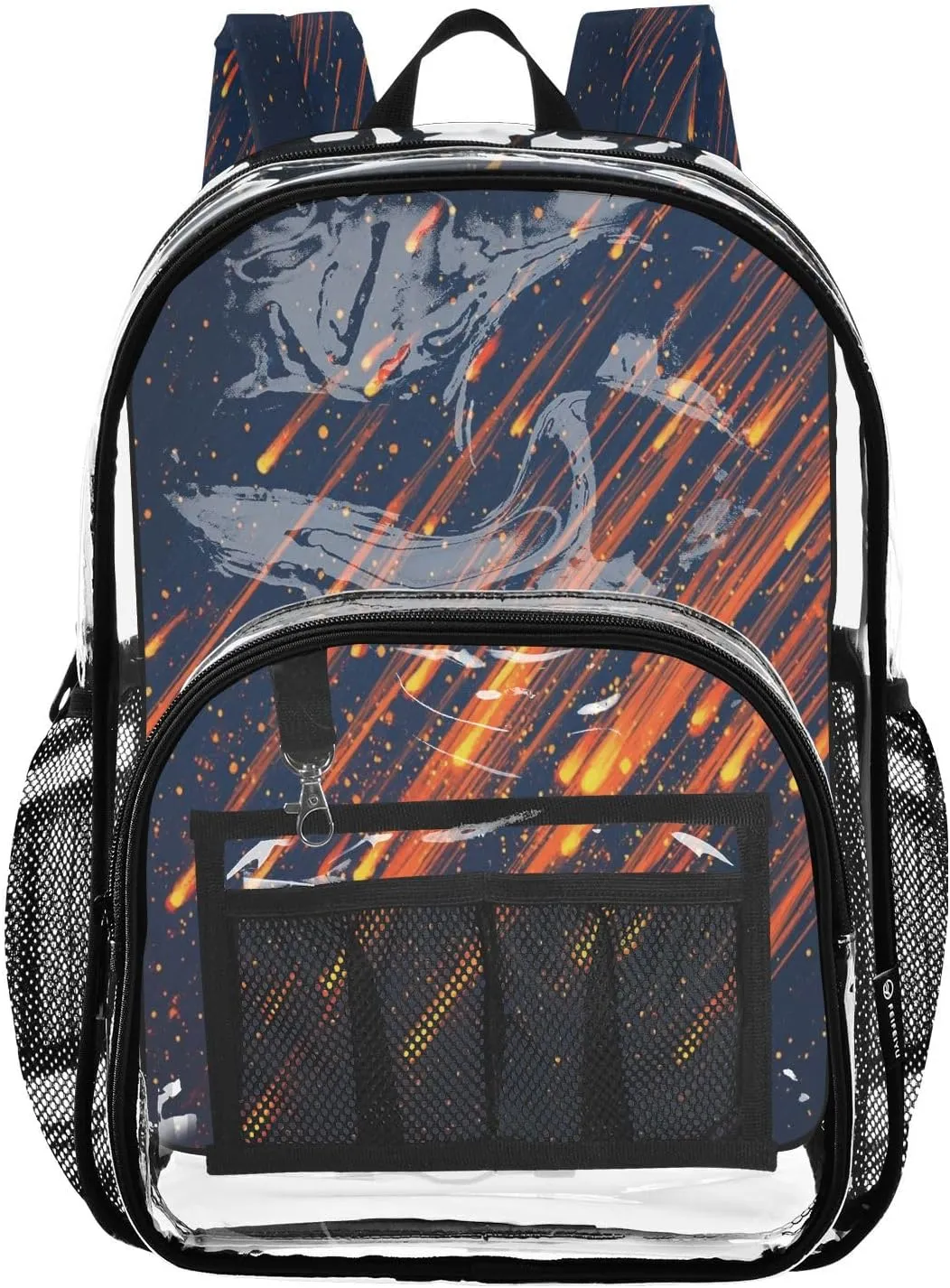 PVC Meteor Shower Shooting Star Boys Girls School See Through Bag Clear Transparent Waterproof Backpack