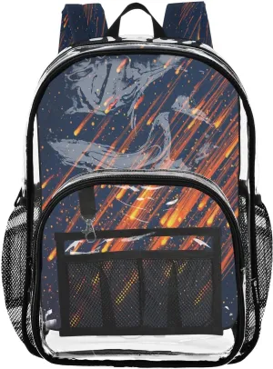 PVC Meteor Shower Shooting Star Boys Girls School See Through Bag Clear Transparent Waterproof Backpack