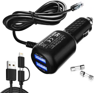 Radar Detector Power Cord,for Uniden Escort Valentine Beltronics Passport Cobra etc Radar Detector,with Dual USB Port Charger(6.5ft) (RJ11)