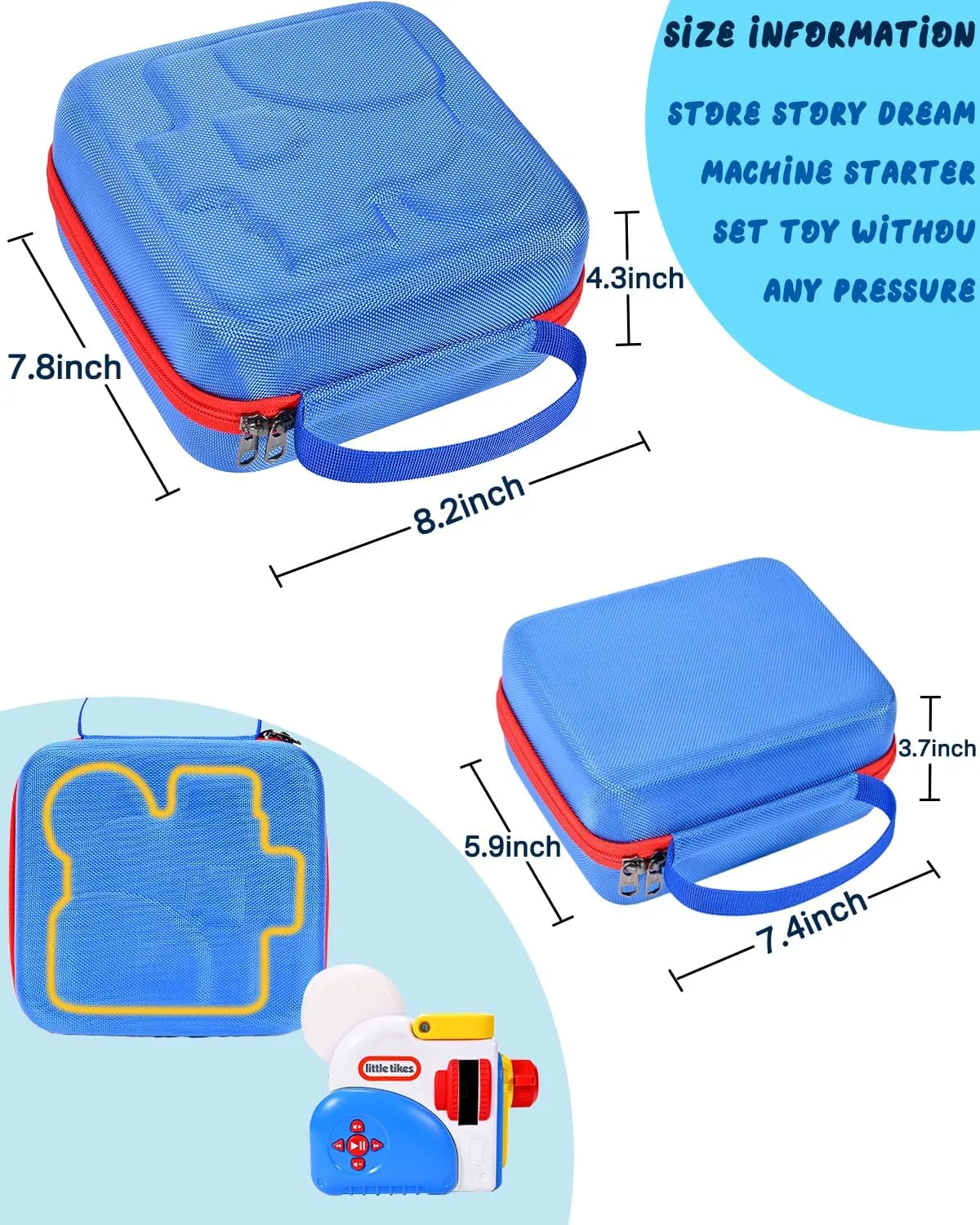 RAIACE Hard Travel Case Compatible with Little Tikes for Story Dream Machine Books Starter Set, Travel Storage Hard Bag.(Case Only!) - Blue