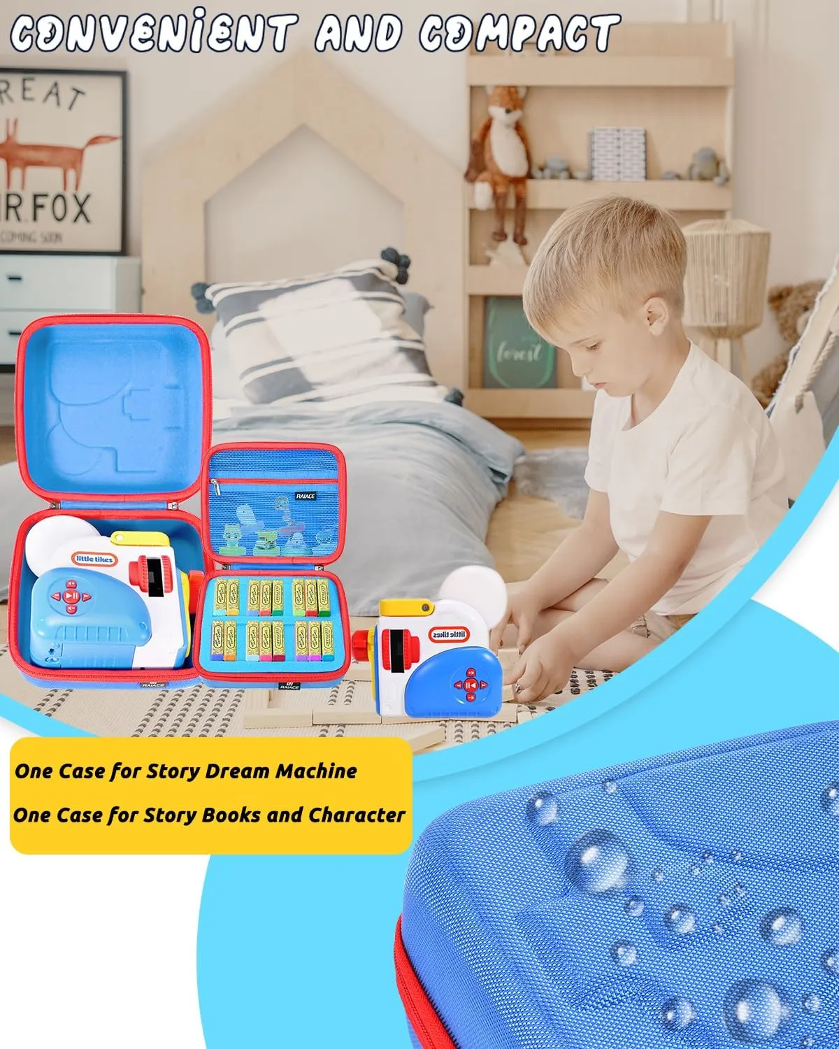 RAIACE Hard Travel Case Compatible with Little Tikes for Story Dream Machine Books Starter Set, Travel Storage Hard Bag.(Case Only!) - Blue