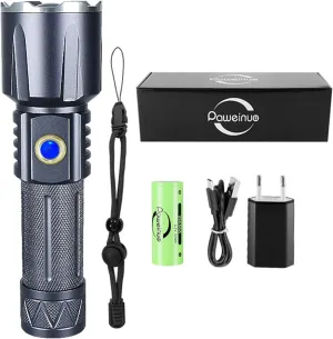 Rechargeable Led Flashlight, Brightest Powerful Handheld Flashlight,Zoomable IPX5 Waterproof Super Bright Flashlight with 5 Modes