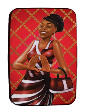 Red and White Card Holder