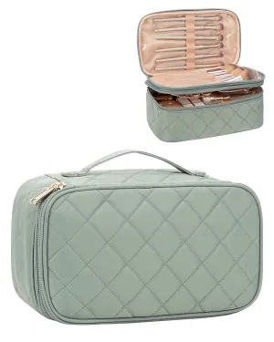 Relavel Small Makeup Bag, Travel Cosmetic Bag Make Up Pouch, Small Makeup Organizer Bag for Women, Waterproof Handbag Toiletry Bag Essentials for Daily Use (Green)