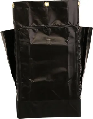 Replacement Housekeeping/GRA/Janitorial Cart Bag with Front Zipper Opening and Side Pockets, Black