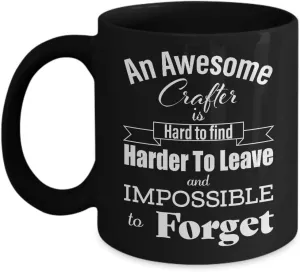 Retirement Gifts for Crafter Coffee Mug - Thank You, Appreciation, Leaving Job, Best, Farewell, Going Away, Memorable - Leather Jewelry Woodcrater Lenscrafter Manager - Black Cup - 11oz
