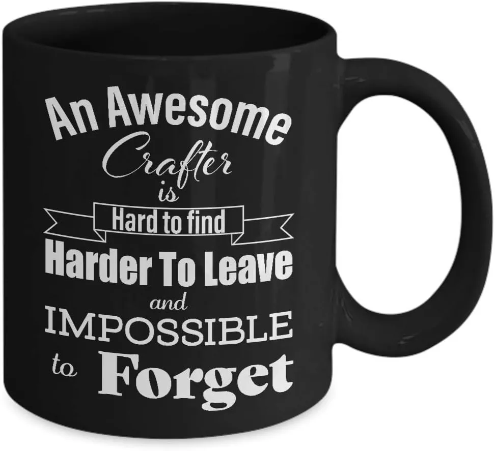 Retirement Gifts for Crafter Coffee Mug - Thank You, Appreciation, Leaving Job, Best, Farewell, Going Away, Memorable - Leather Jewelry Woodcrater Lenscrafter Manager - Black Cup - 11oz