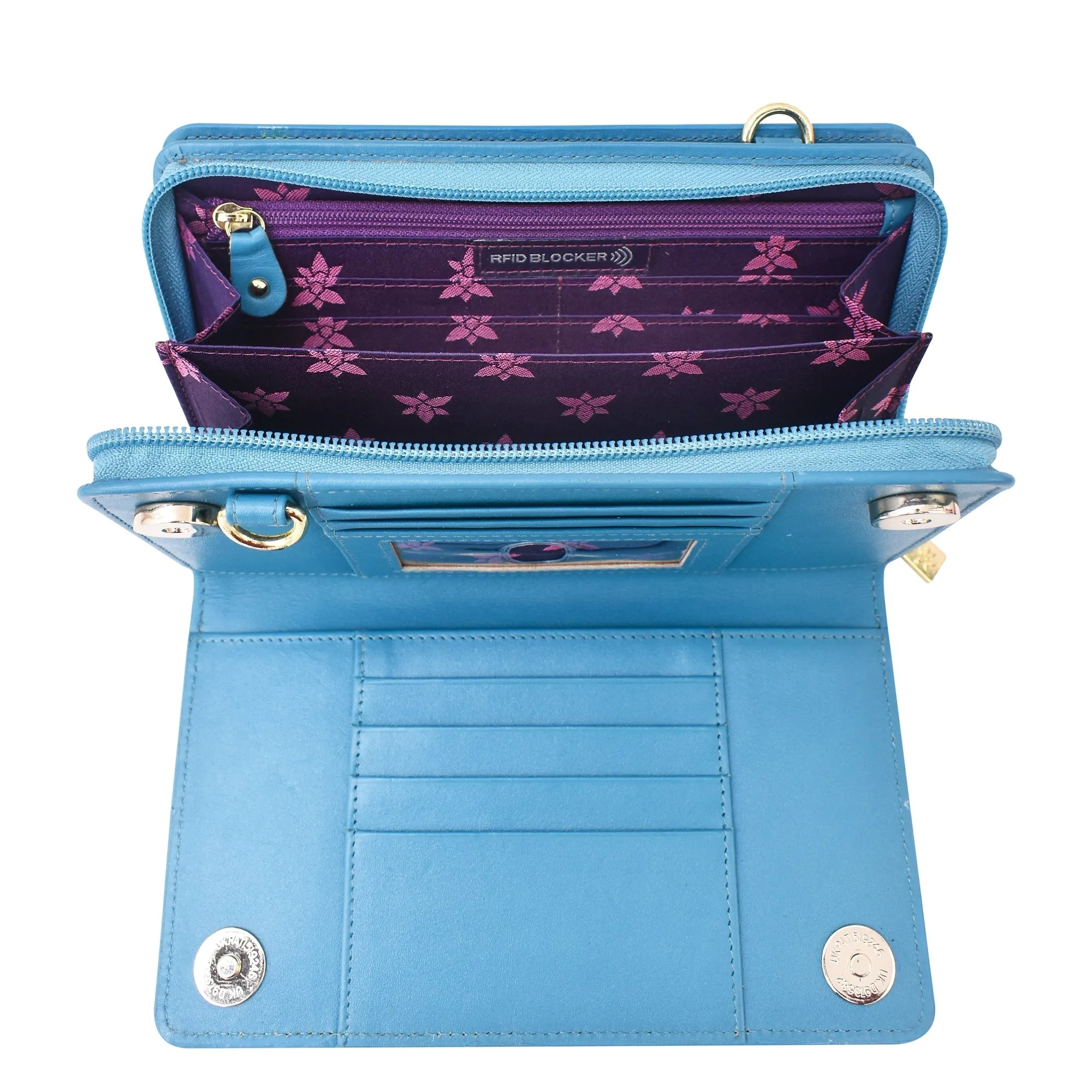 RFID Blocking Organizer Wallet Crossbody - 1149
