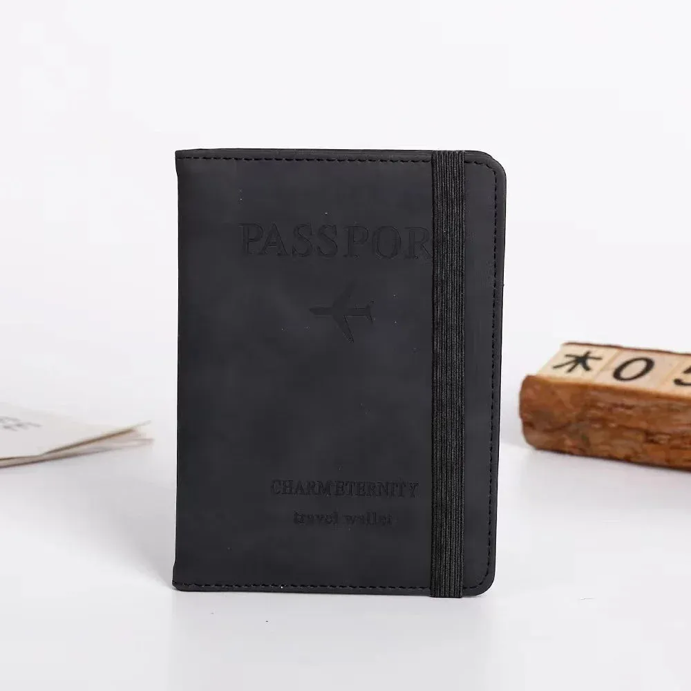 RFID Vintage Business Passport Holder – Multi-Function PU Leather Travel Wallet for Men and Women